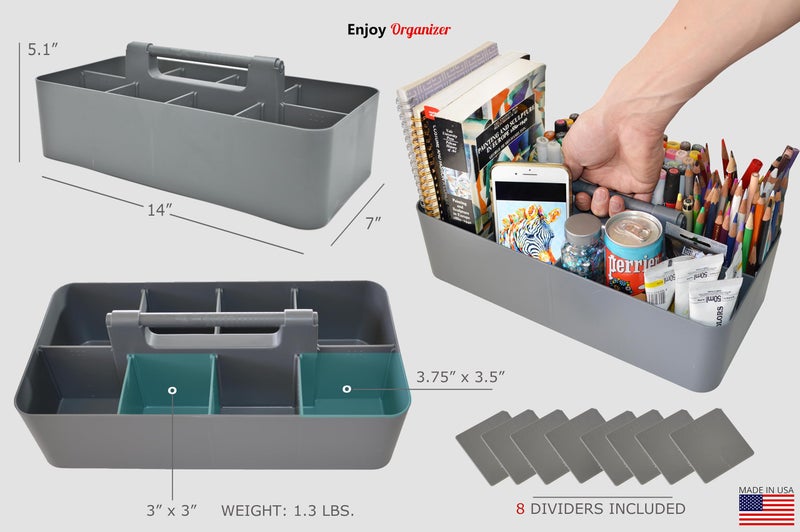 Enjoy Organizer -Large Carry Caddy Bin Basket Portable Office Desk Storage DIY- MADE IN USA (Orion Gray) - Image 4
